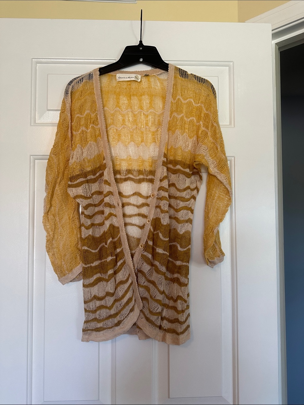 Charlie & Robin Open-Knit Ombre Cardigan Linen blend - Women's Sweater